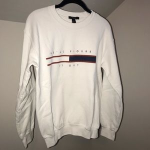 Graphic white crewneck